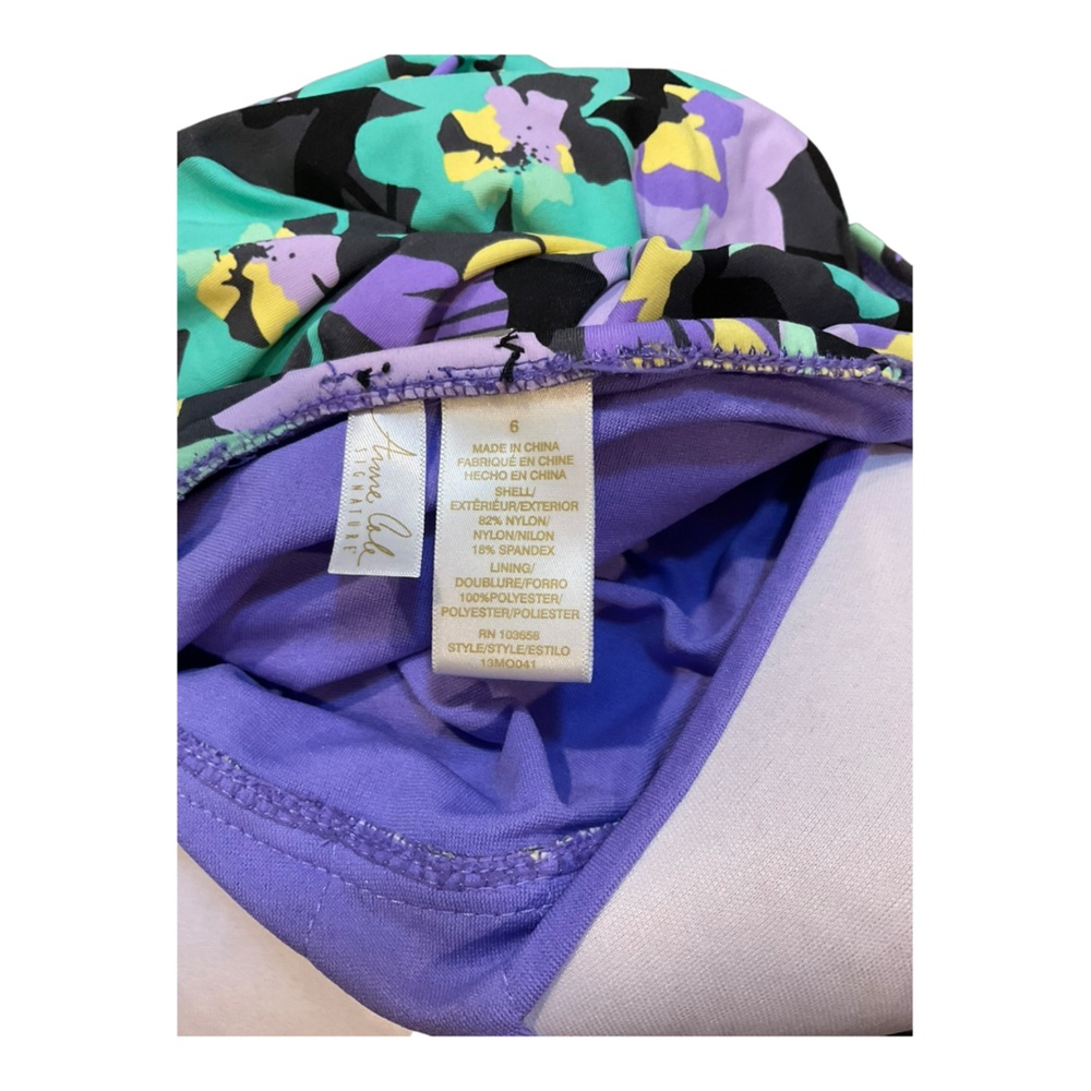 Anne Cole Women’s Strapless One Piece Swimsuit Green Purple Yellow Floral Size 6 - Picture 6 of 13